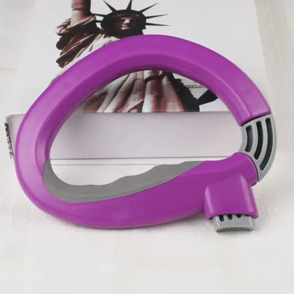 A purple D-Type portable grocery bag carrier is shown resting on a white surface.