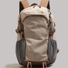 A beige and gray durable 80L waterproof hiking backpack shown from the back.
