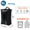 Black 9L mini bag for travel and home organization, suitable for storing shoes, shower gel, lingerie, and cosmetics.