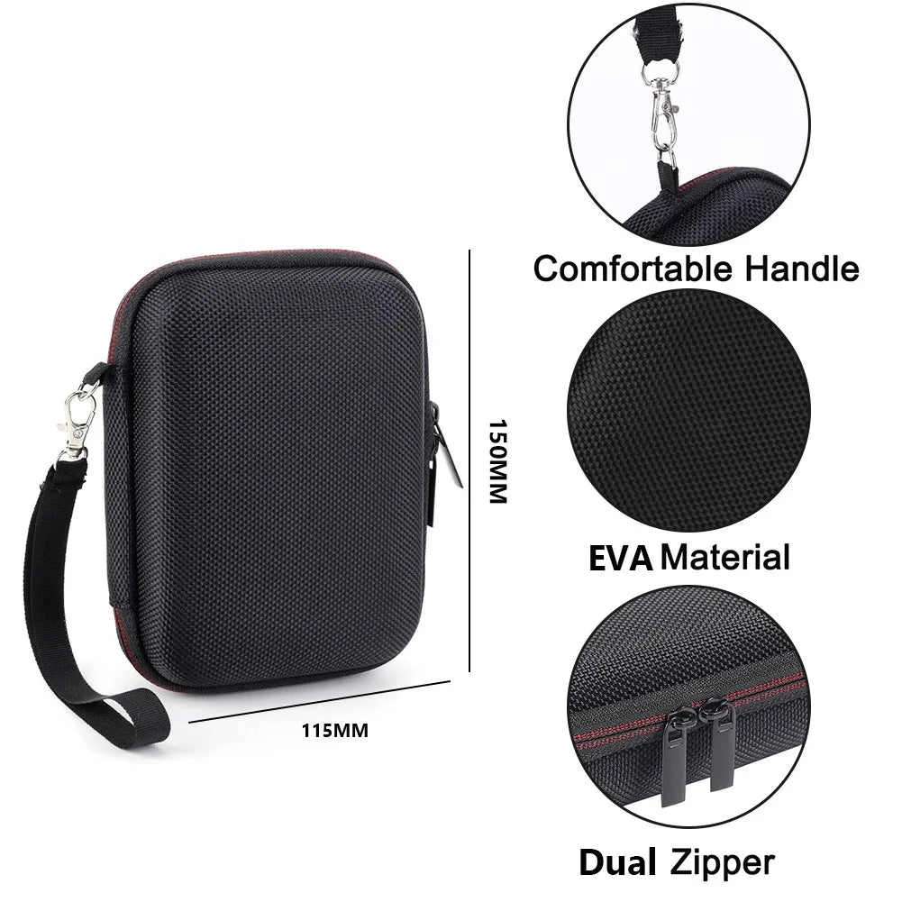 Black portable hard case for handheld consoles featuring a comfortable handle, EVA material, and dual zipper.