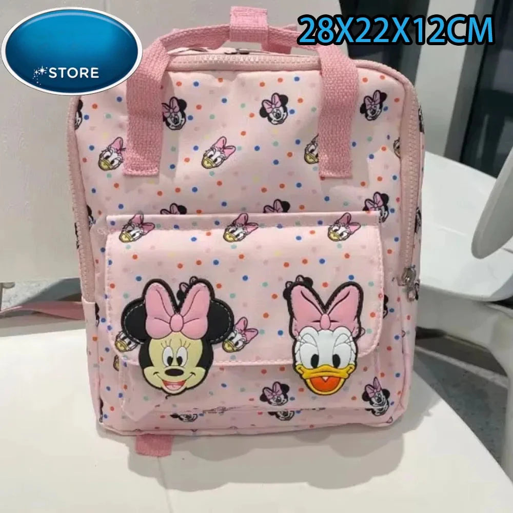 Mochila de peluche rosa con dibujos de Minnie Mouse y Donald Duck