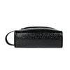 Black men's PU leather clutch handbag with a textured crocodile pattern.