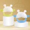 A set of silicone teethers featuring cute bunny designs in light green and blue colors.
