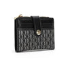 Black leather classic square folding wallet with gold hardware