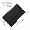 Black universal nylon phone pouch with a belt clip shown from the side.
