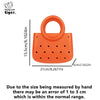 Orange round PVC handbag with a DIY hole design and a loop handle