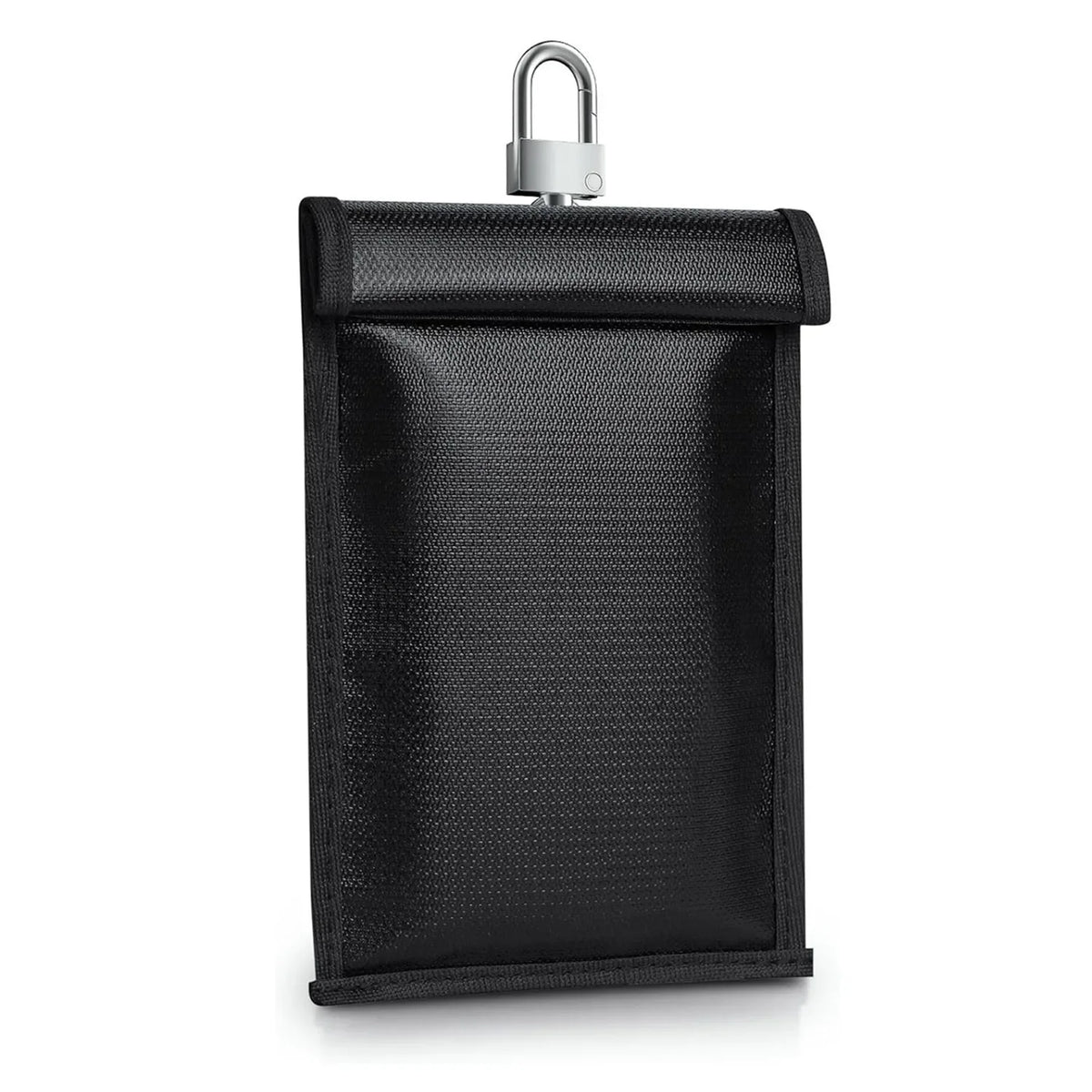Pochette anti-RFID et antibruit noire avec crochet métallique pour objets personnels
