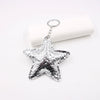 Silver star-shaped leather key chain bag pendant