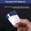 A hand holds a clear PVC card protector sleeve designed to protect cards from corrosion and provide flexibility.
