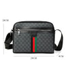 Black men's letter print crossbody sling bag with a silver zipper and black strap.