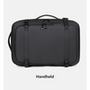Black expandable travel backpack designed for carrying a laptop and gear.