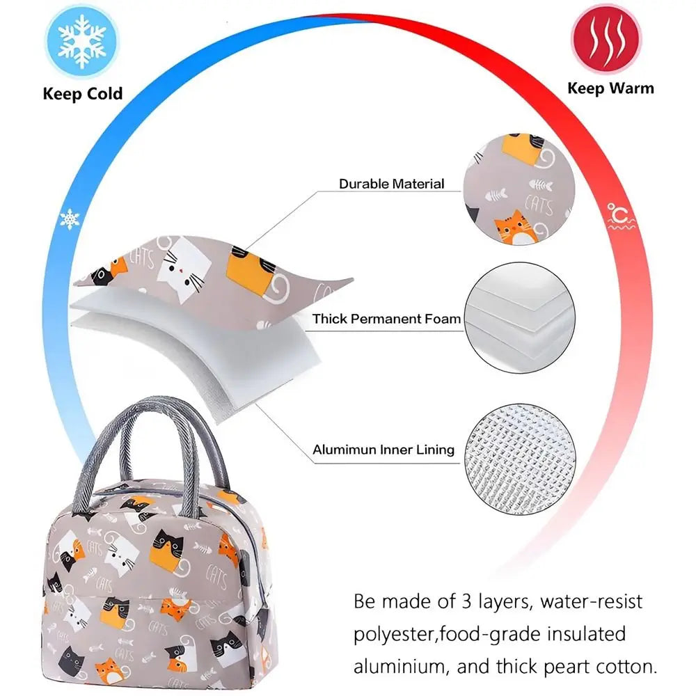 Sac à lunch lavable gris clair en trois couches : polyester résistant à l'eau, aluminium isotherme de qualité alimentaire