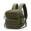 Olive green tactical backpack with MOLLE webbing for hiking and everyday carry