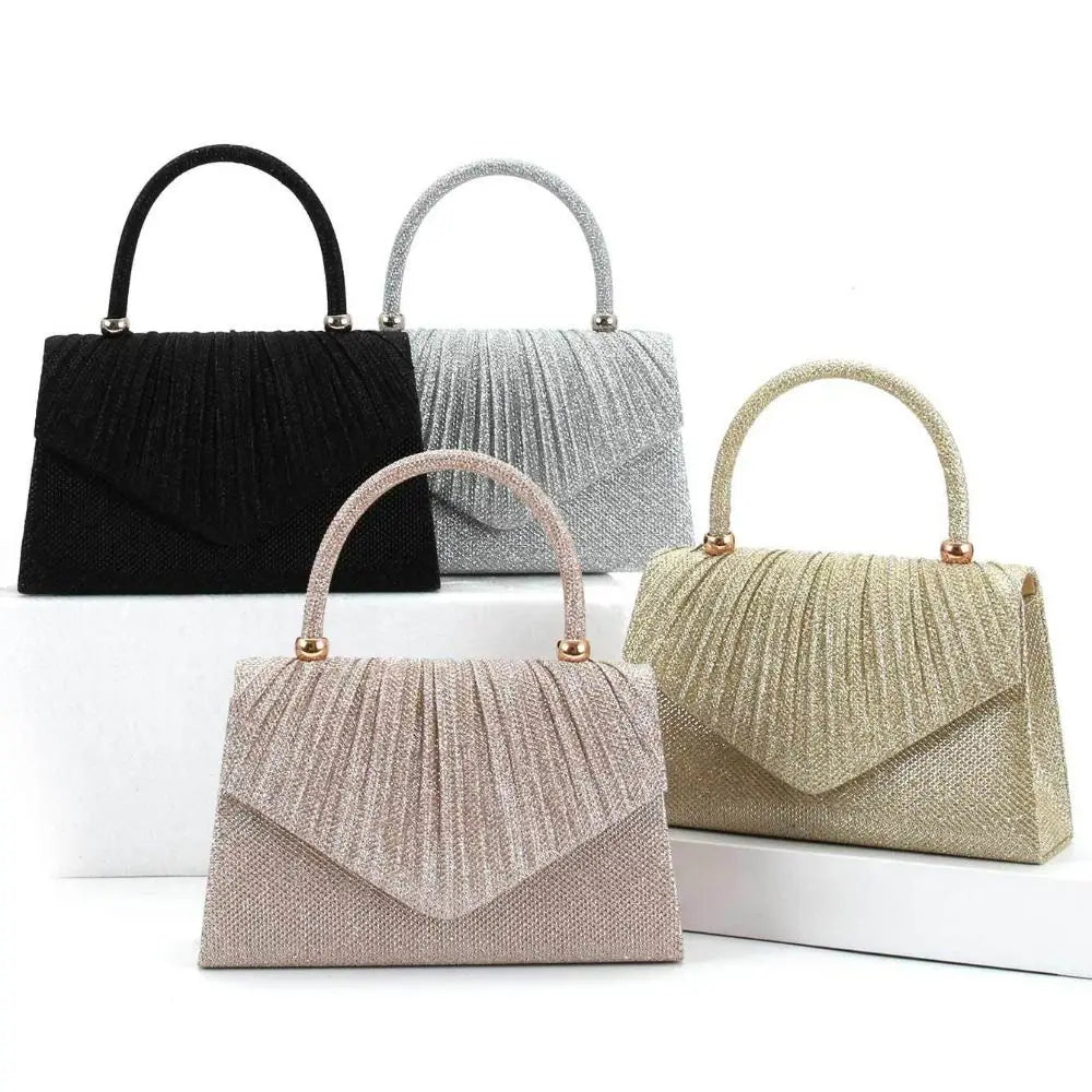 Three beige and gray textured lightweight crossbody evening bags displayed on a white surface.