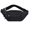 Black canvas waist fanny bag with adjustable strap and zipper closure