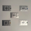 Five rectangular RFID protection card sleeves in various shades of gray and silver.