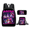 Black backpack featuring HUNTRAX graphics and a pink neon glow design.