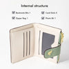 A light beige fashion PU leather slim card holder wallet showing its internal structure with compartments.