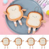 Cute cartoon toast bread plush coin purse in light brown and cream colors