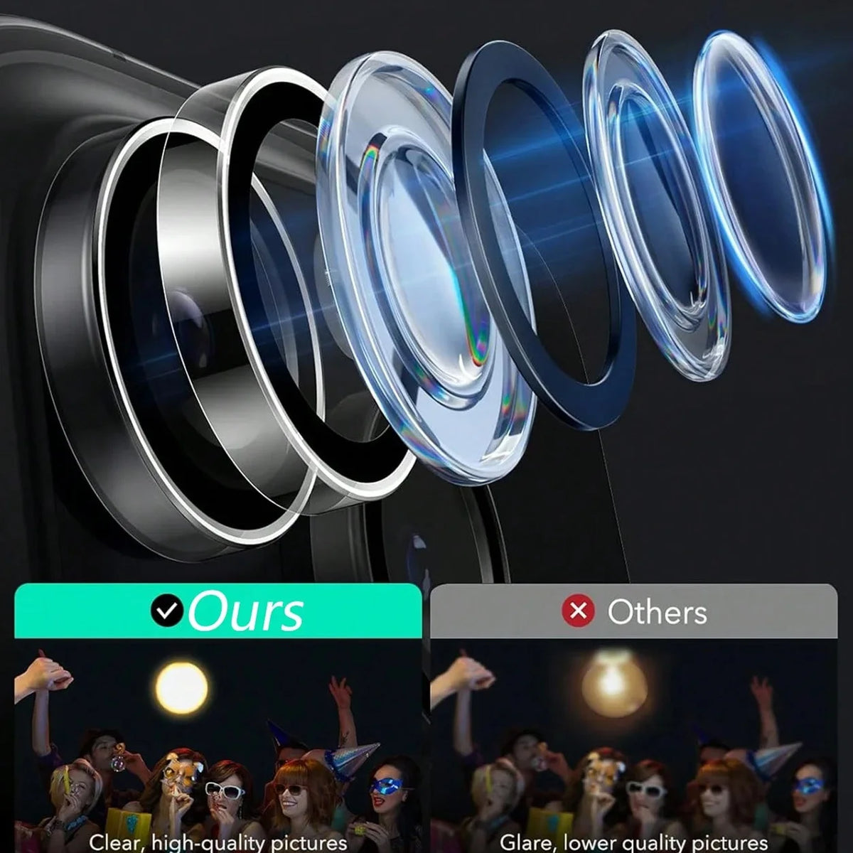 A close-up view of multiple premium screen protector films being displayed on a device.