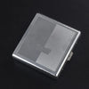 A silver decorative metal cigarette storage box shown from above.