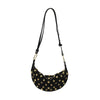 Black faux suede hobo crossbody bag with gold rivet accents