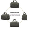 A collection of dark olive green nylon travel bags shown in various views and angles.