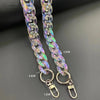 Iridescent acrylic chunky chain strap for bags and jewelry shown against a dark background.