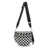 Schwarz-weiß karieriges Karofach-Crossbodybag mit schwarzem verstellbarem Riemen