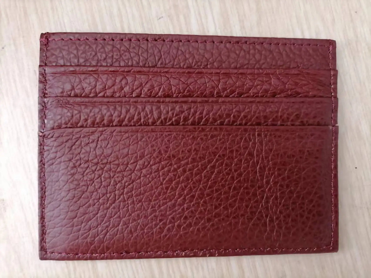 Marode, echtes Kuhleder-ID-Kartenträger-Wallet mit gestickten Kanten.