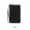 Black women's PU leather zipper wallet shown in a product photo.