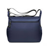 A navy blue men's business crossbody bag with black adjustable straps and a zippered pocket.