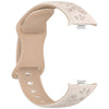 Correa de silicona beige con estampado floral para reloj inteligente.