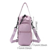 A light purple thermal water bottle bag with adjustable straps and multiple pockets.