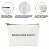 White makeup pouch with double-sided printing showing zipper details and reinforced corners