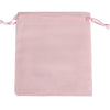 Bolsa de regalo de terciopelo rosa suave con cordones rosas.