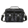 Black tactical multifunction fanny pack with padded compartments and adjustable straps