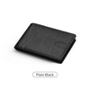 A black carbon fiber minimalist trifold wallet shown from the side.