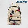 Mochila de peluche beige con dibujo de ratón pato de Mickey Mouse.