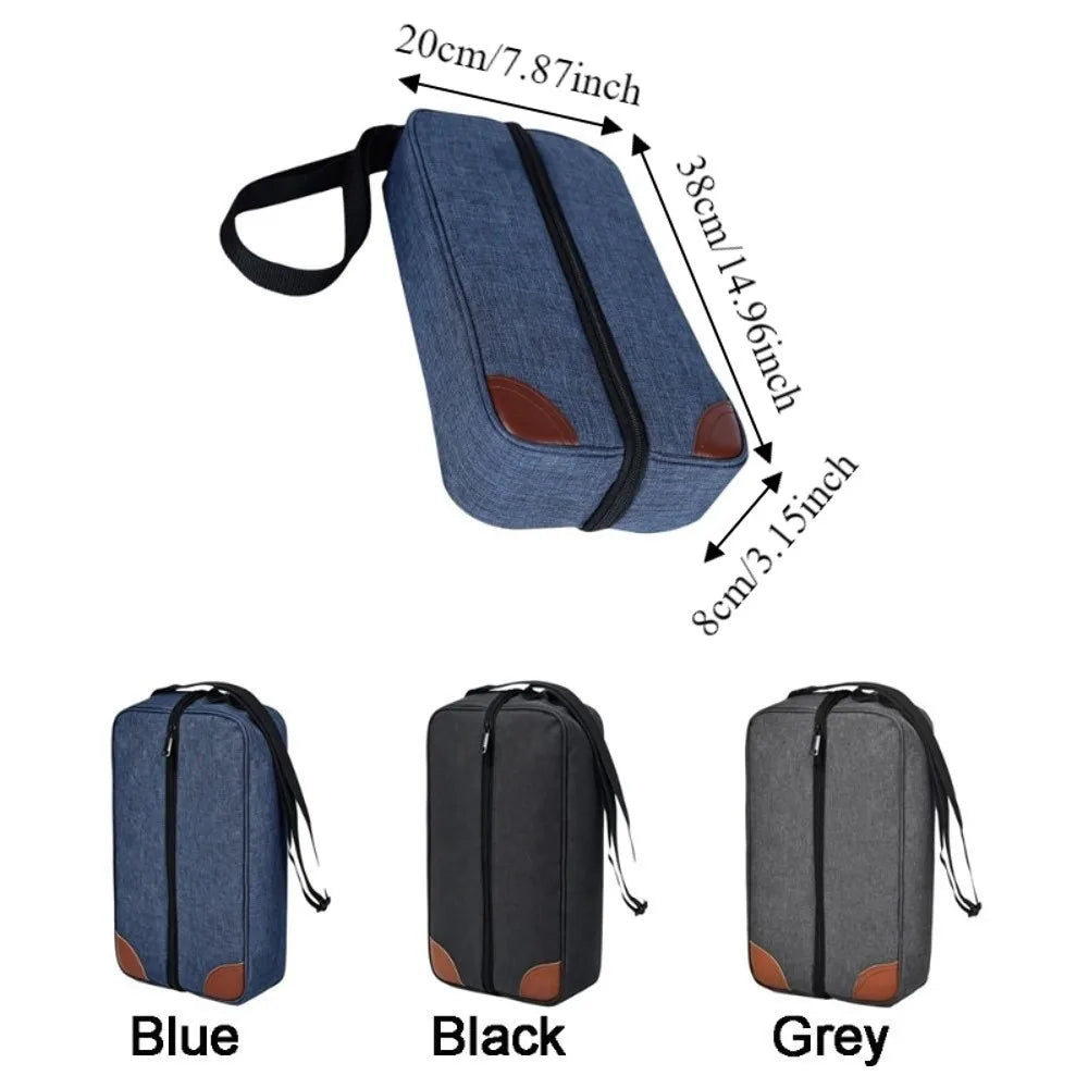 Tres bolsas aislantes para vino en azul, negro y gris mostradas de lado.