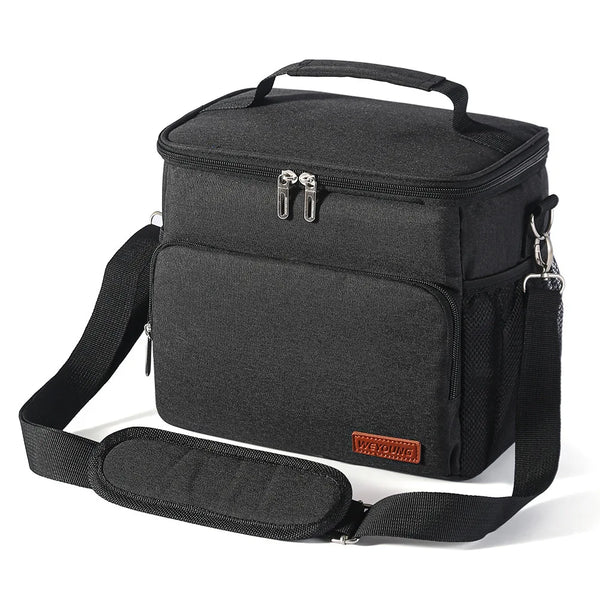 Sac de lunch isotherme noir avec sangle de transport et fermeture éclair