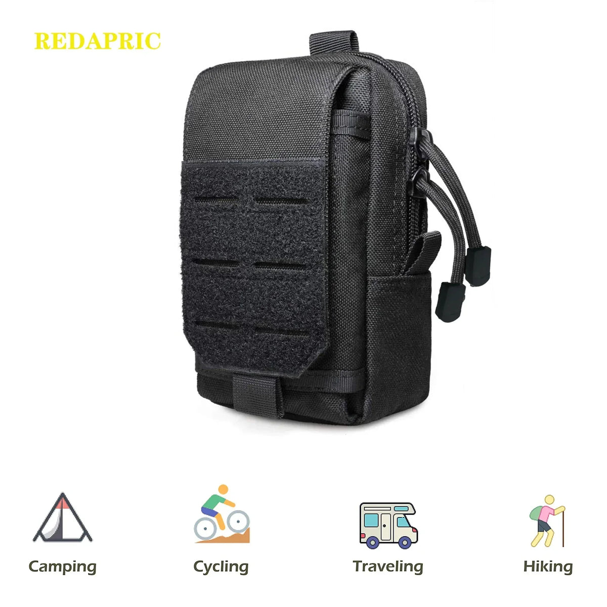 Black Redapric tactical MOLLE waist pack designed for carrying EDC gear.