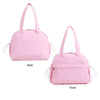 Pink travel and fitness bag shown from the back and front views