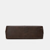 A dark brown soft PU leather retro tote bag with a zipper closure.