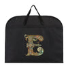 Black fabric dust cover and storage bag featuring a large, ornate gold letter E embroidered on the front.