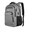 Durable grauer Laptop-Rucksack mit schwarzen Akzenten und Riemen.