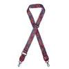 A patterned textile replacement bag strap featuring geometric designs in red, blue, and orange.