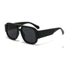 Black vintage leopard print oversized square sunglasses shown from the side.