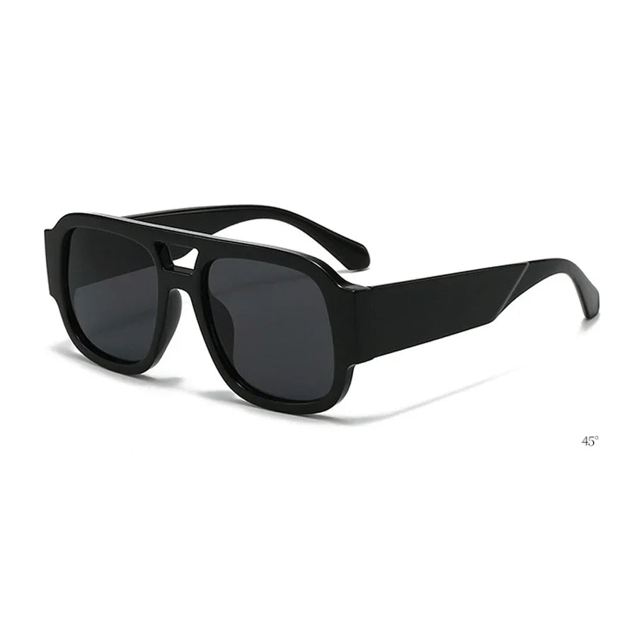 Black vintage leopard print oversized square sunglasses shown from the side.