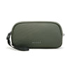 A dark olive green travel electronics organizer pouch with a black strap and the BANGE logo.